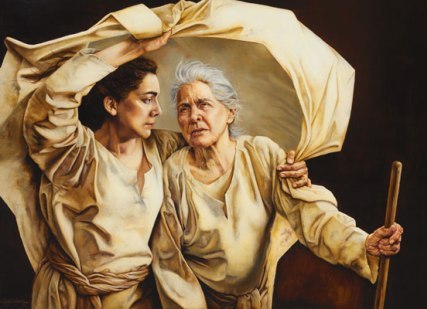 Ruth and mother-in-law Naomi by painter Sandy Freckleton 